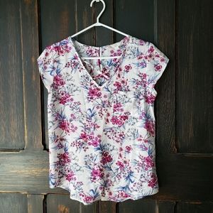 Pink Rose Floral Cross Front Blouse